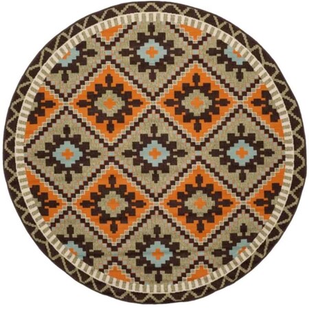 Safavieh 3 x 3 ft. Veranda Round Area Rug; Green & Terracotta VER096-0742-3R